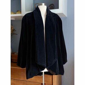 Vintage Black Velvet Coat by Cattiva Open front Whimsigoth gothic holiday M/L